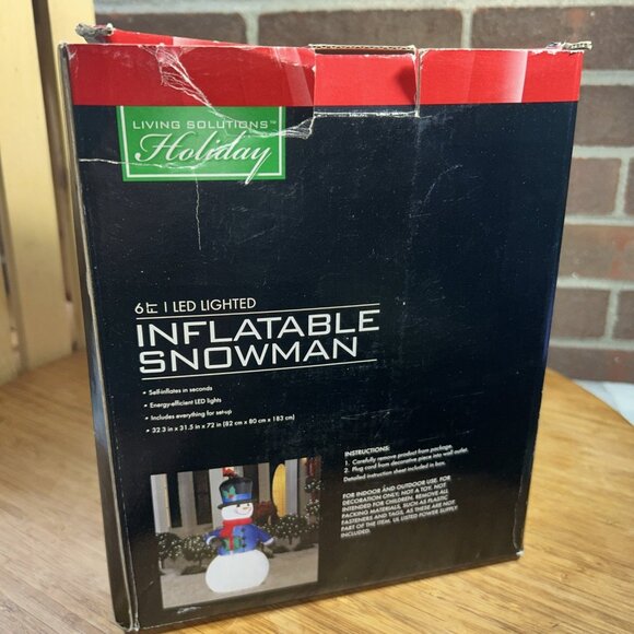 Living Solutions Holiday 6’ Airblown Inflatable Snowman Yard Decor LED Lights - Picture 3 of 6